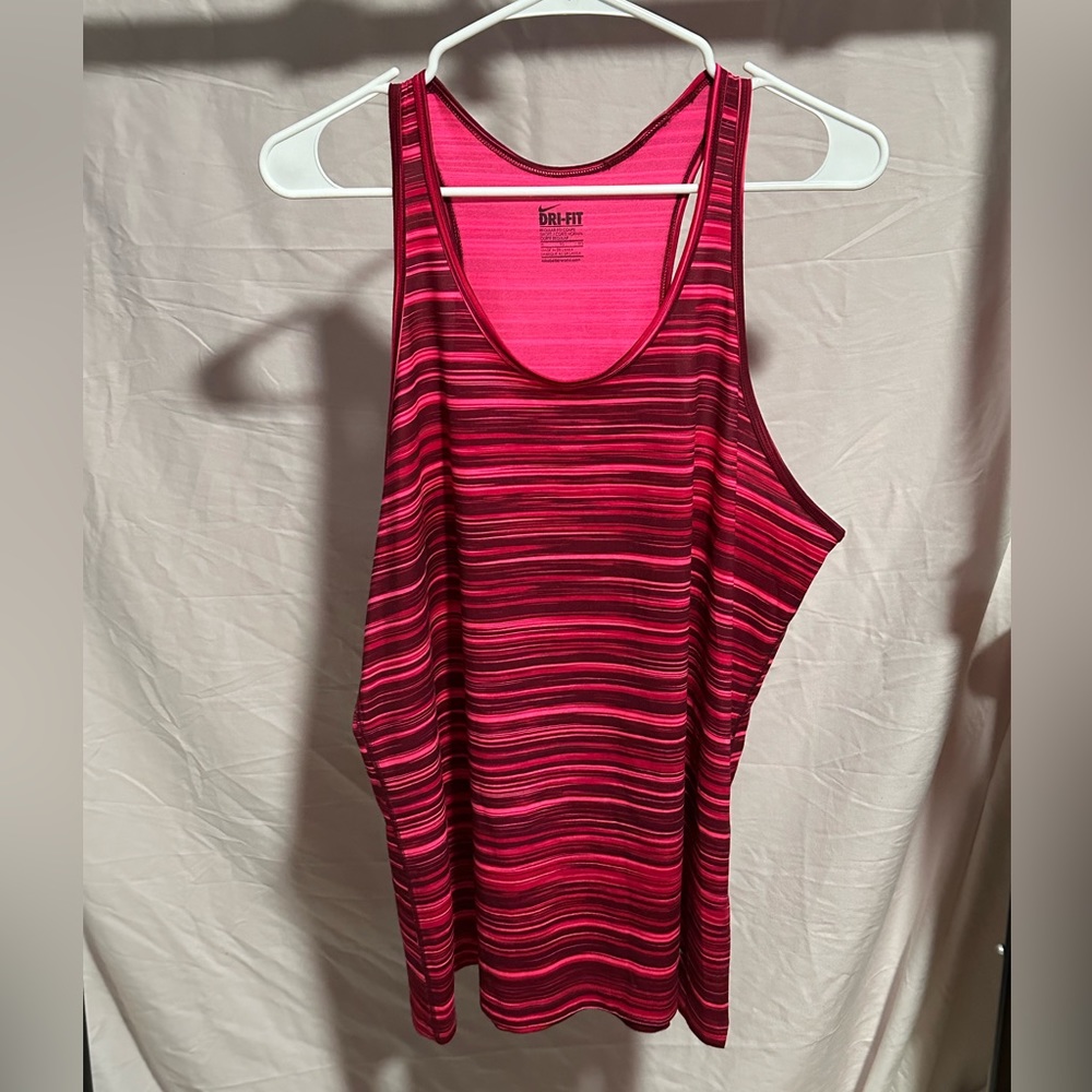 Nike DRI-FIT Women's Racer Back Athletic Tank Top Pink/Black‎ Size XL